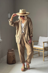 Weekend linen blazer, savanna