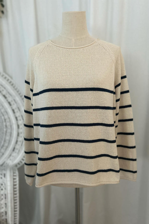 Coastal Charm jumper, off white-navy