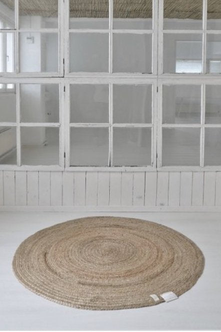 Jute rug round 140cm, natural