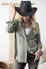 Boyfriend linen blouse, camo green