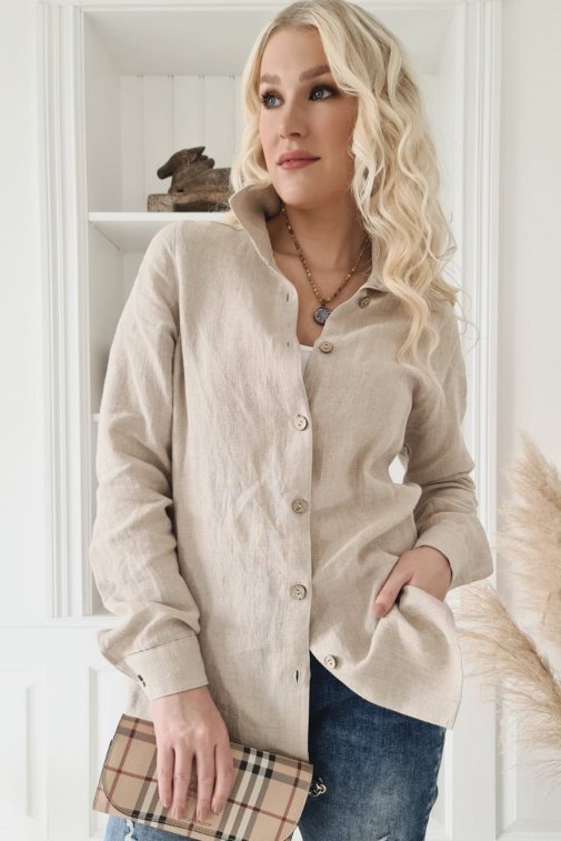 Boyfriend linen blouse, natural