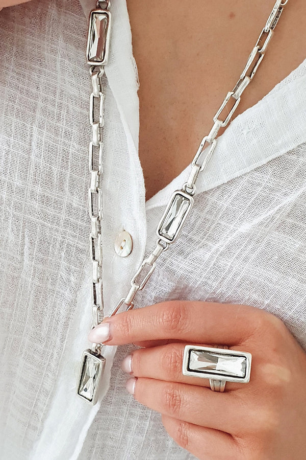 Topaz signature necklace, silver