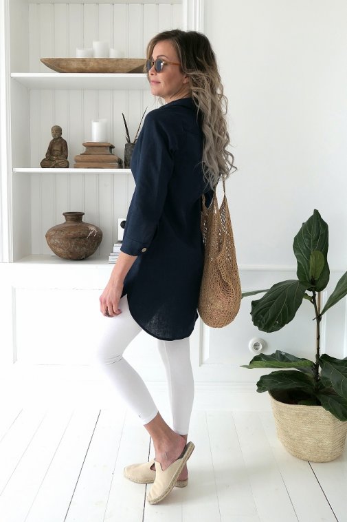 Mia linen blouse, navy