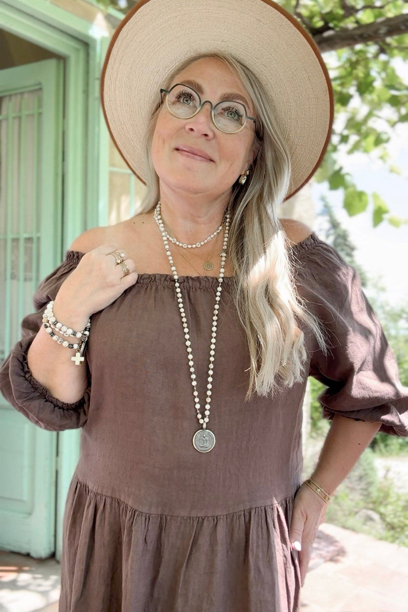 Abby linen dress, coffee