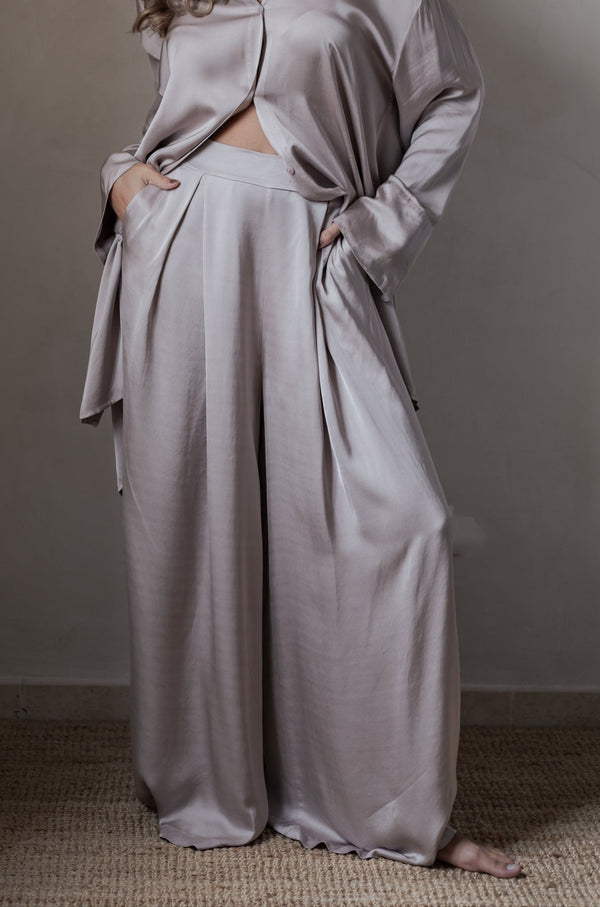 Satin luxe Shine housut, silverpink