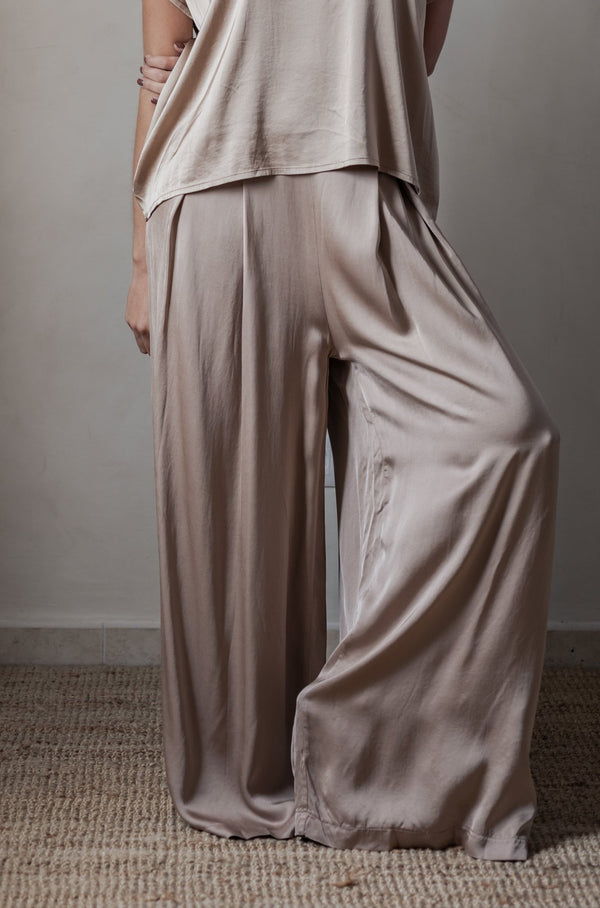 Satin luxe Shine housut, powder