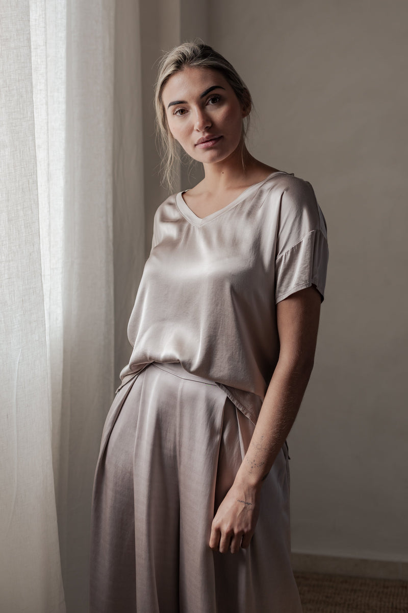 Satin luxe Erla t-paita, silverpink