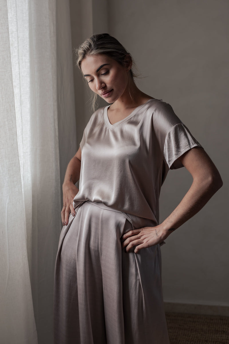 Satin luxe Erla t-paita, silverpink