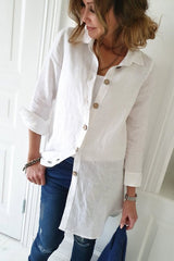 Mia linen blouse, white