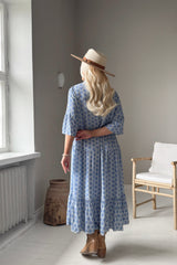 Elena viskoosimekko, blue geo print