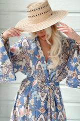 Live the dream kimono, denim blue
