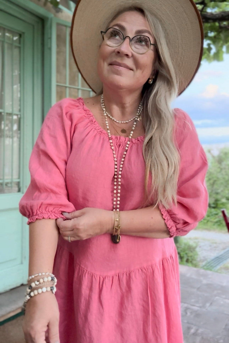 Abby linen dress, bubble pink