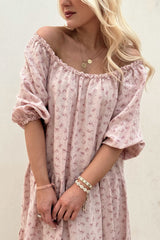 Abby linen dress, floral pink