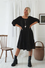 Abby linen dress, black