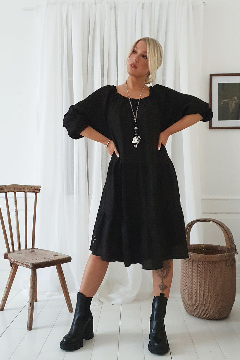 Abby linen dress, black