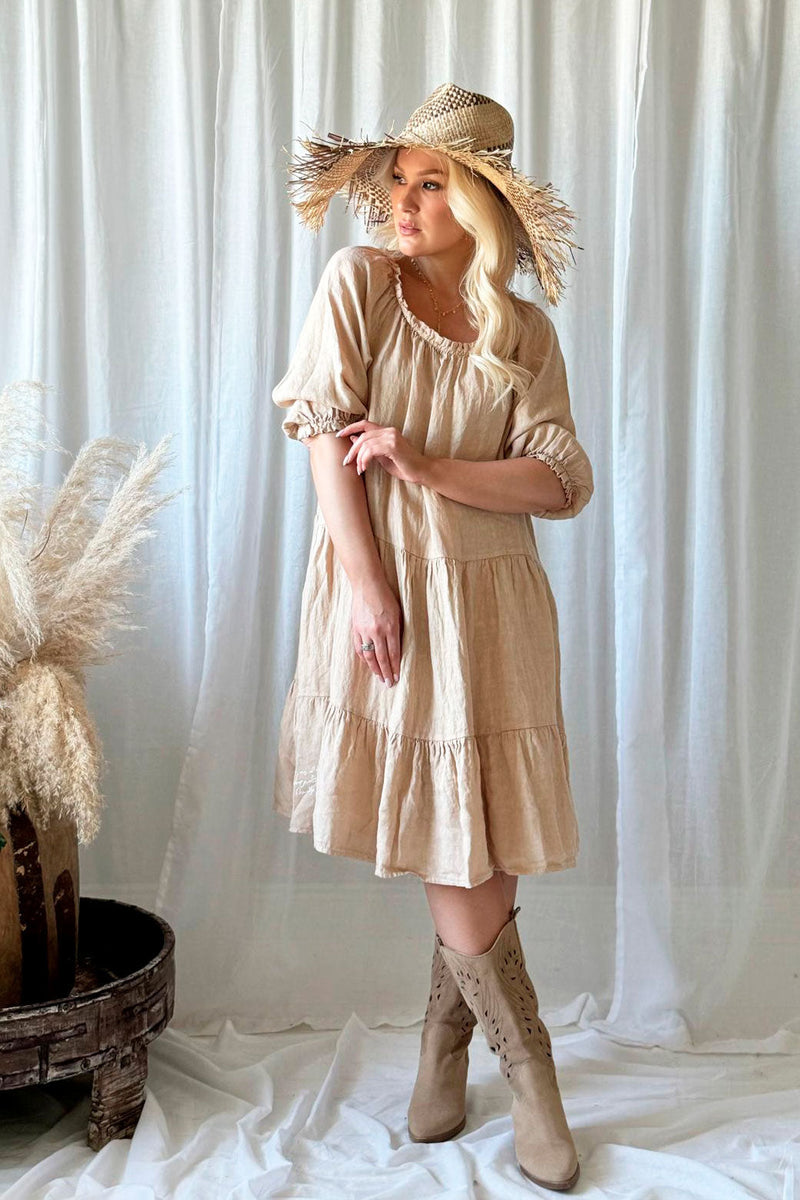 Abby linen dress, moonstone