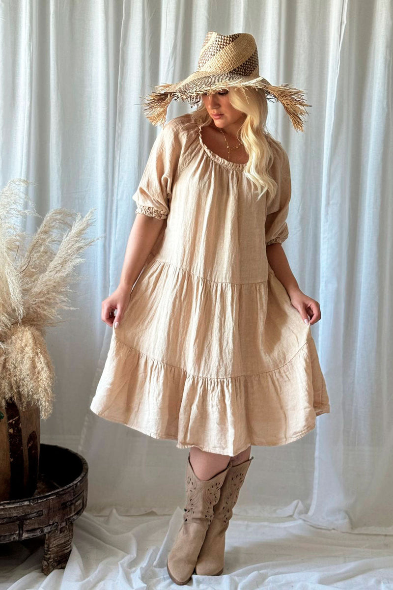 Abby linen dress, moonstone