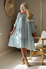 Abby viskoosimekko, light blue floral