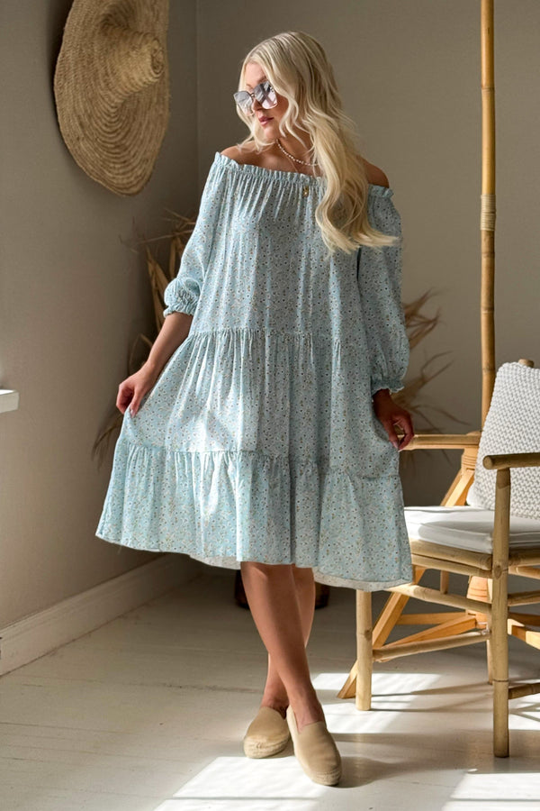 Abby viskoosimekko, light blue floral