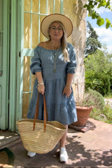 Abby pellavamekko, denim blue