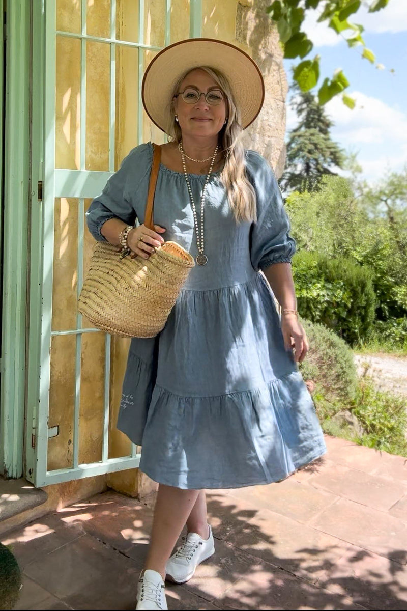 Abby pellavamekko, denim blue