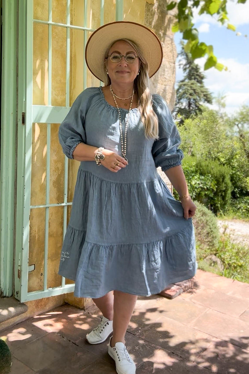 Abby pellavamekko, denim blue
