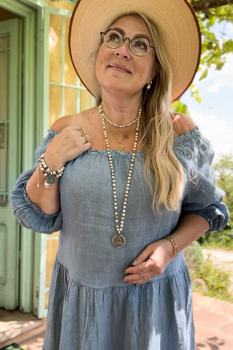 Abby pellavamekko, denim blue
