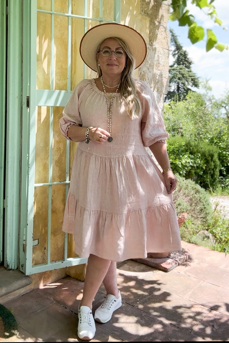 Abby pellavamekko, vaaleanpunainen