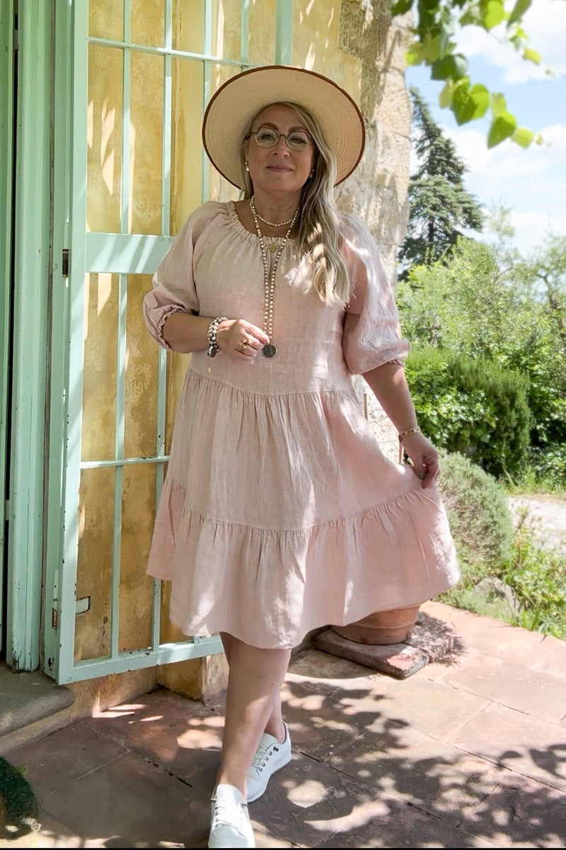 Abby pellavamekko, vaaleanpunainen