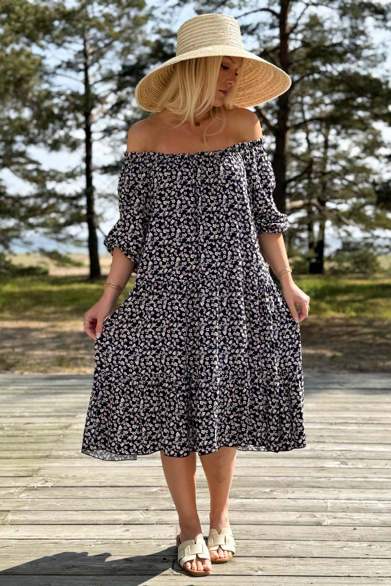 Abby viscose dress, navy floral