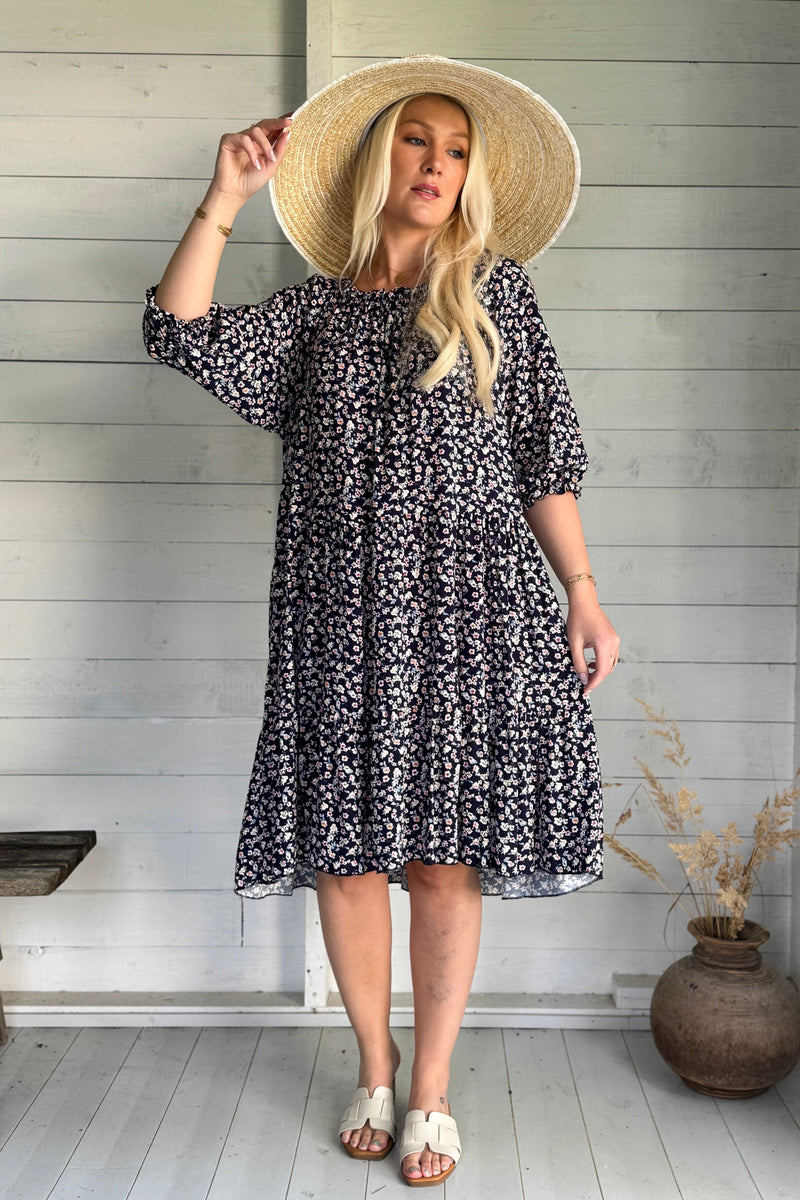 Abby viscose dress, navy floral