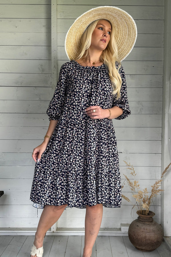 Abby viscose dress, navy floral