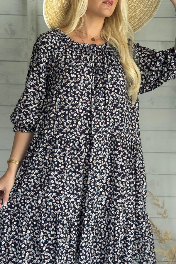 Abby viscose dress, navy floral