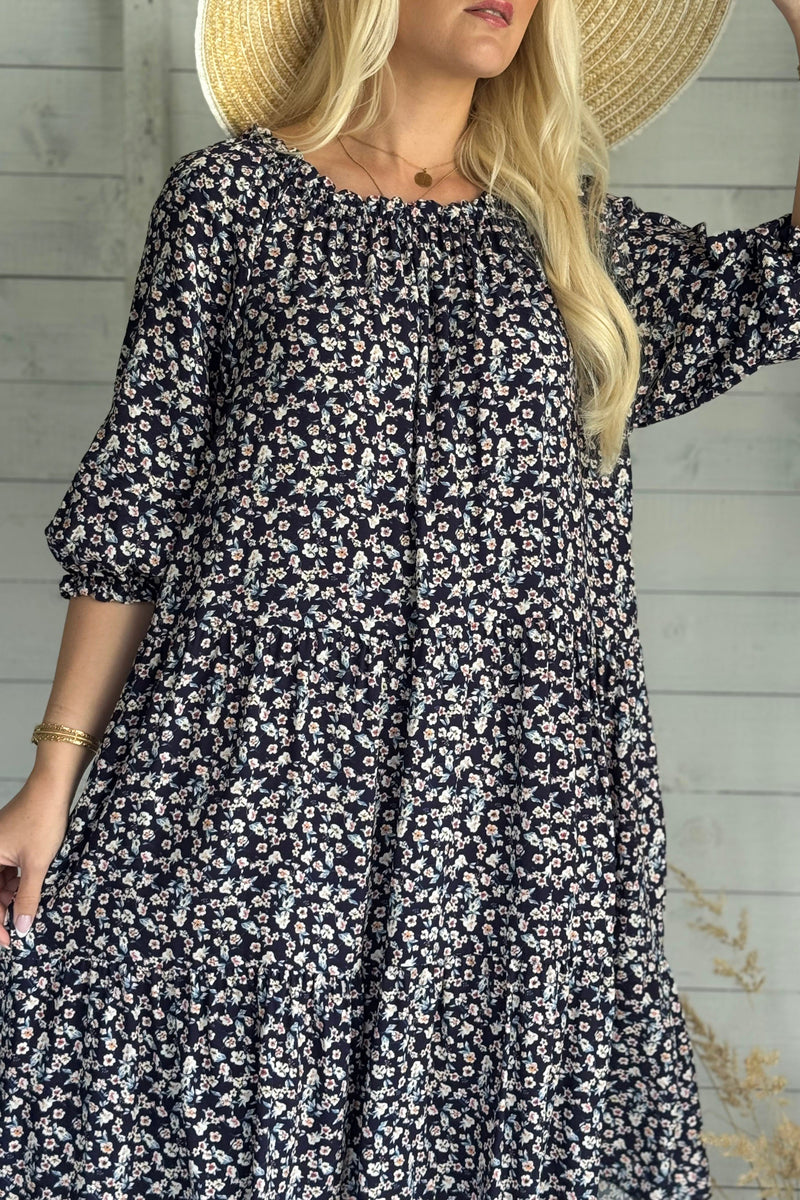 Abby viscose dress, navy floral