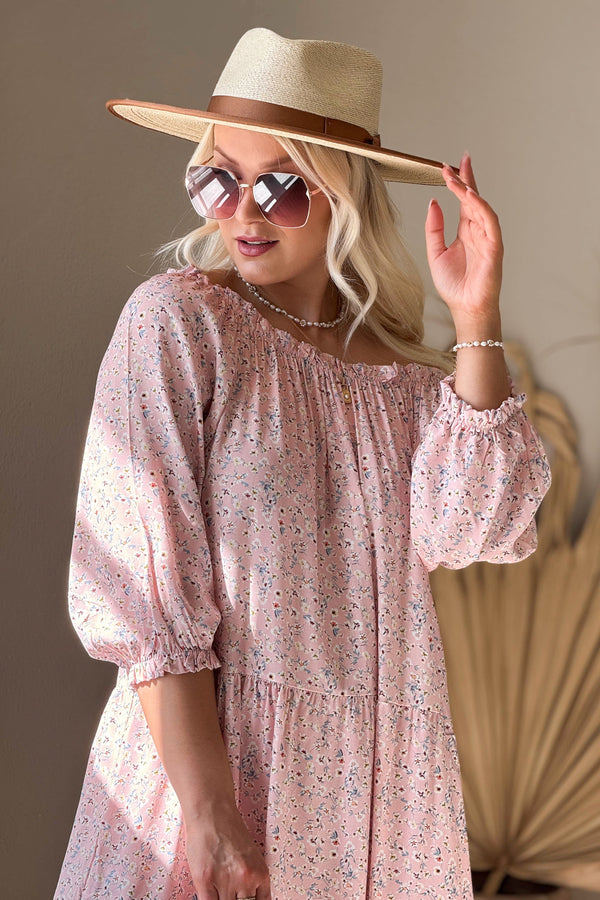 Abby viscose dress, pink floral