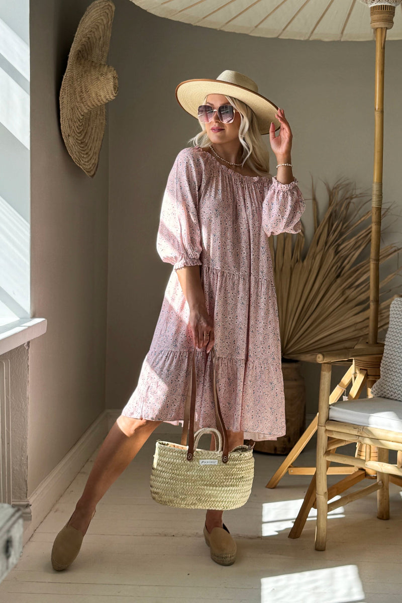 Abby viscose dress, pink floral