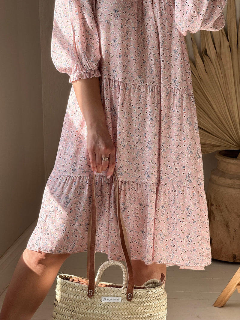 Abby viscose dress, pink floral