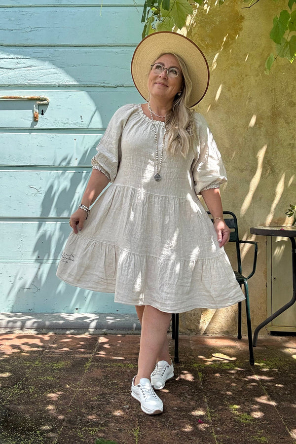 Abby linen dress, sand