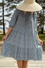 Abby viskoosimekko, smokey blue floral
