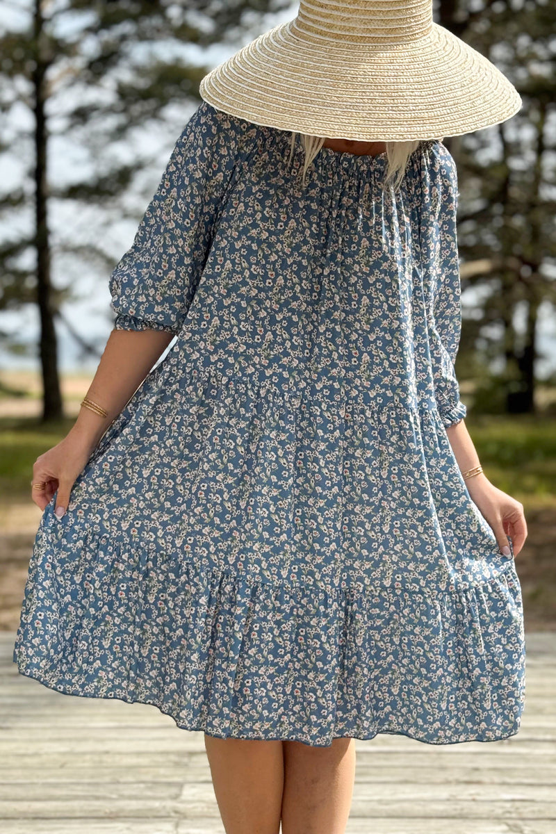 Abby viskoosimekko, smokey blue floral