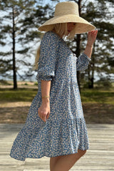 Abby viskoosimekko, smokey blue floral