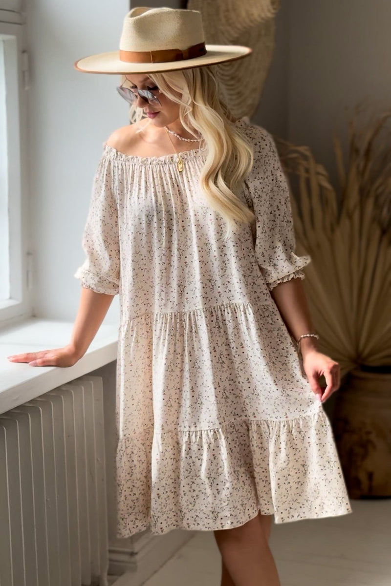 Abby viscose dress, off white floral