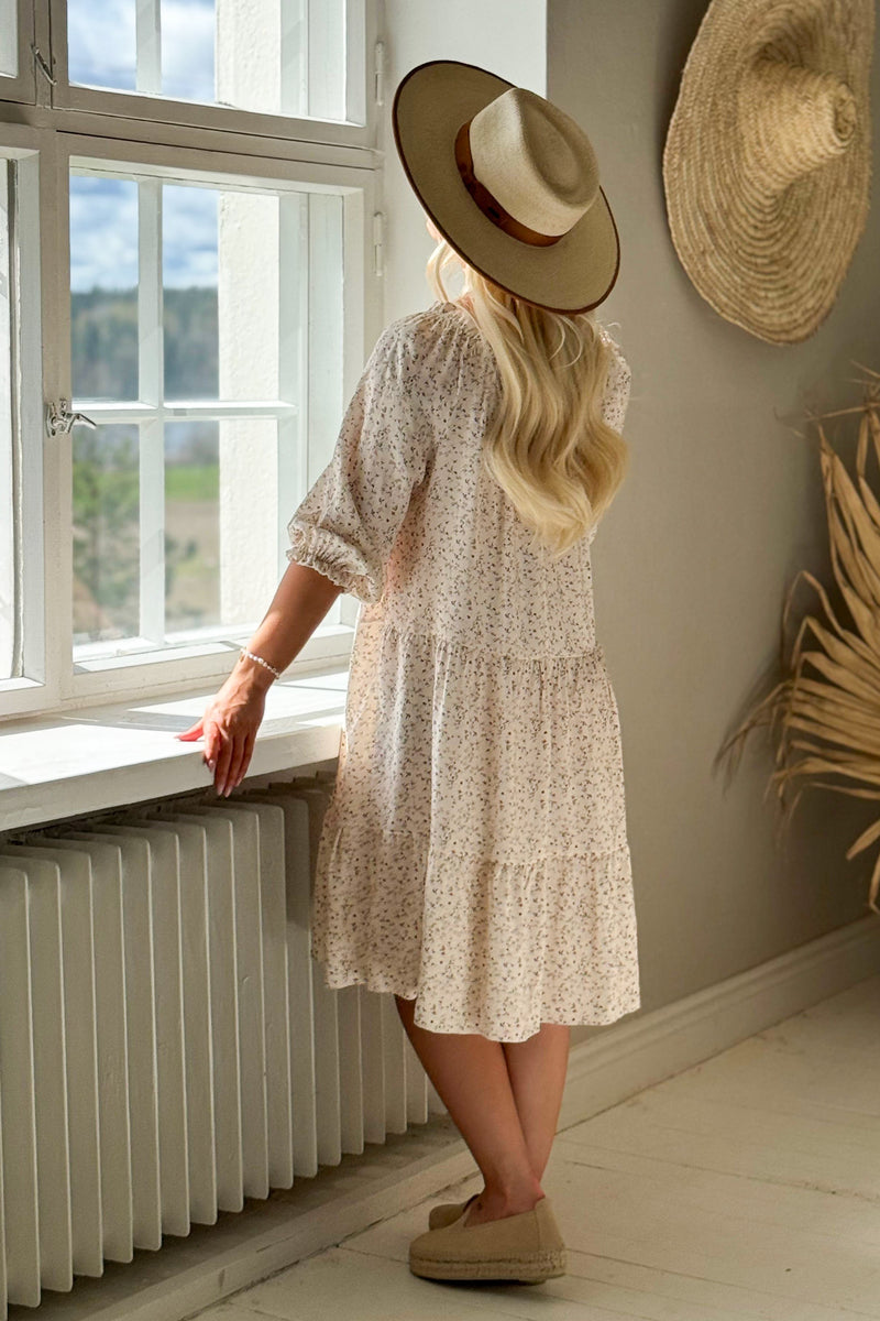 Abby viscose dress, off white floral