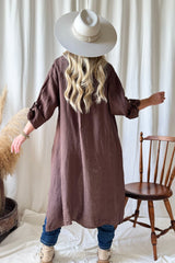 Adele linen shirt dress, coffee
