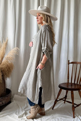 Adele linen shirt dress, taupe