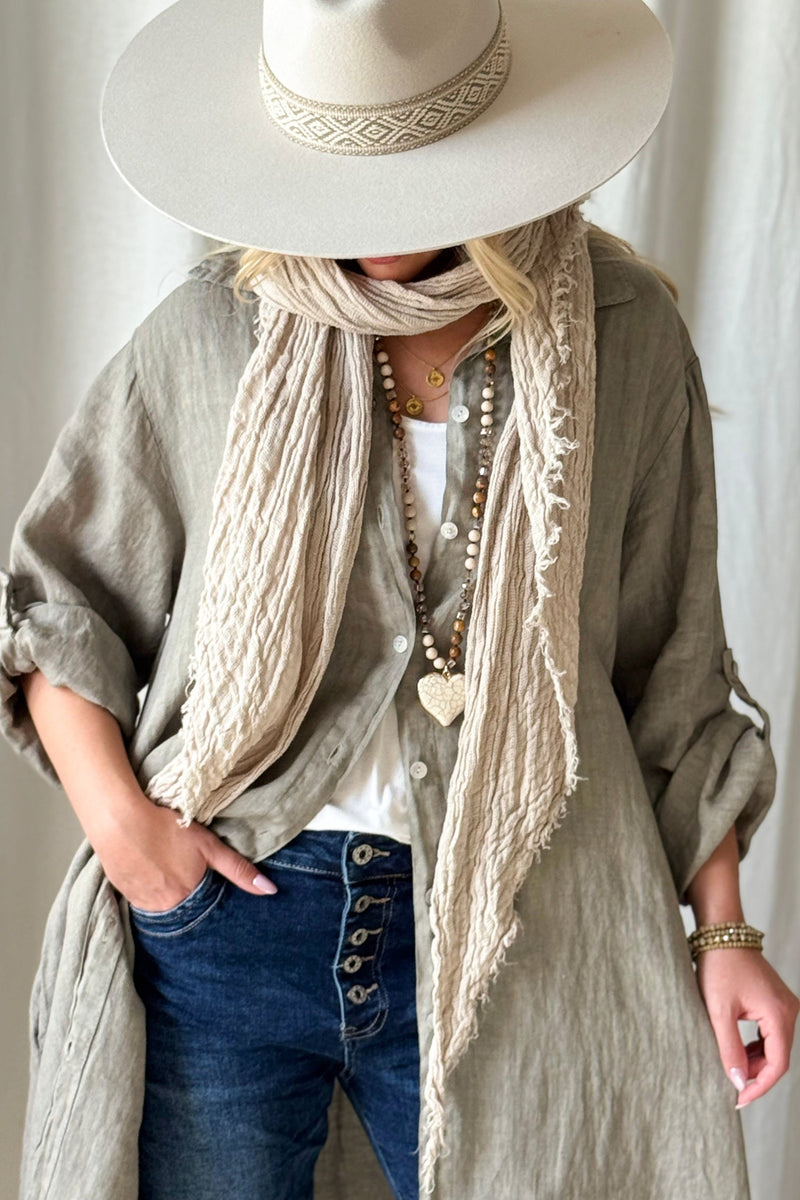 Adele linen shirt dress, taupe
