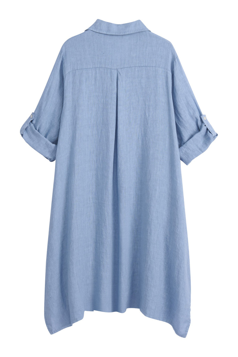 Adele linen shirt dress, denim blue