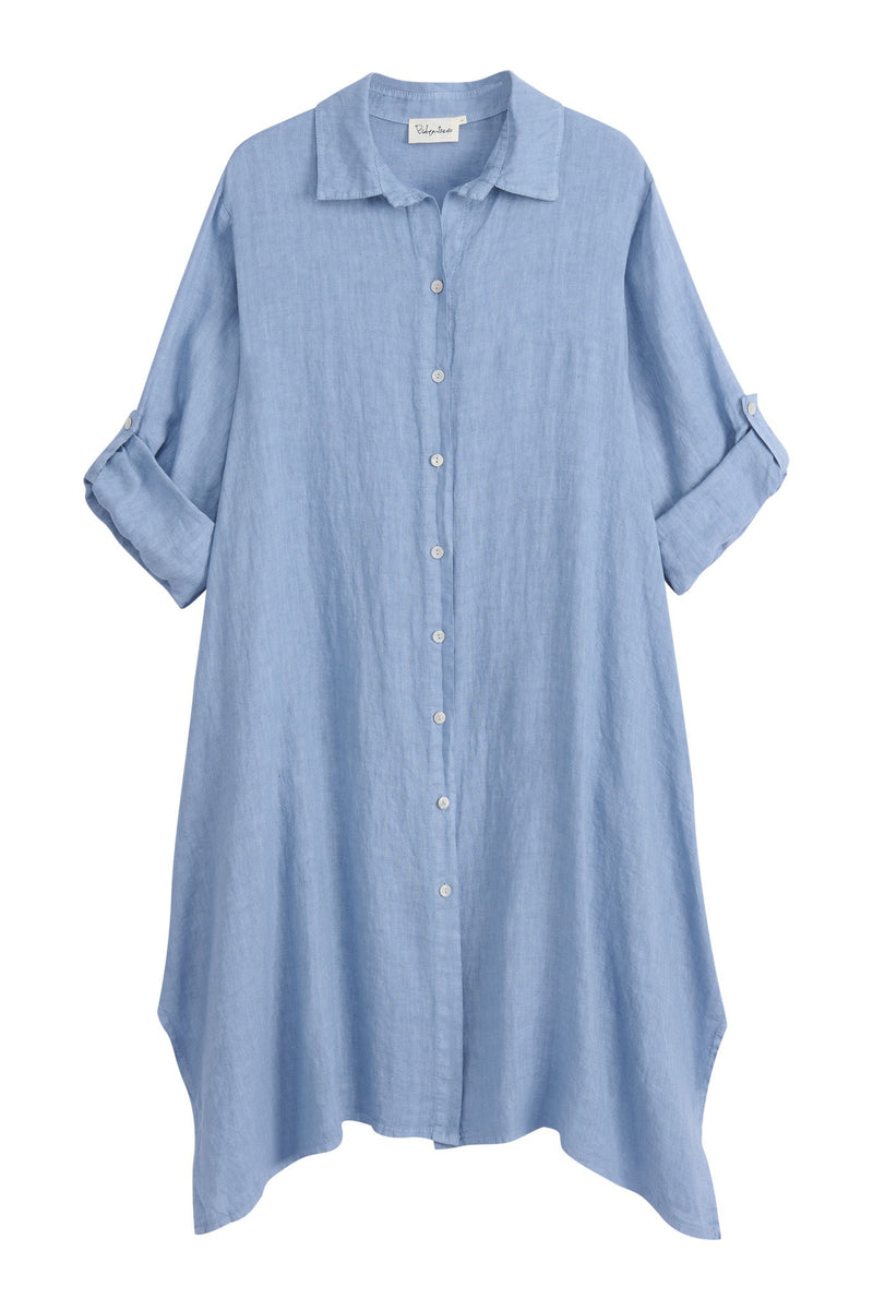 Adele linen shirt dress, denim blue