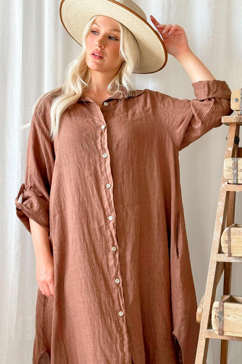 Adele shirt dress, walnut