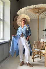 Adele linen shirt dress, denim blue